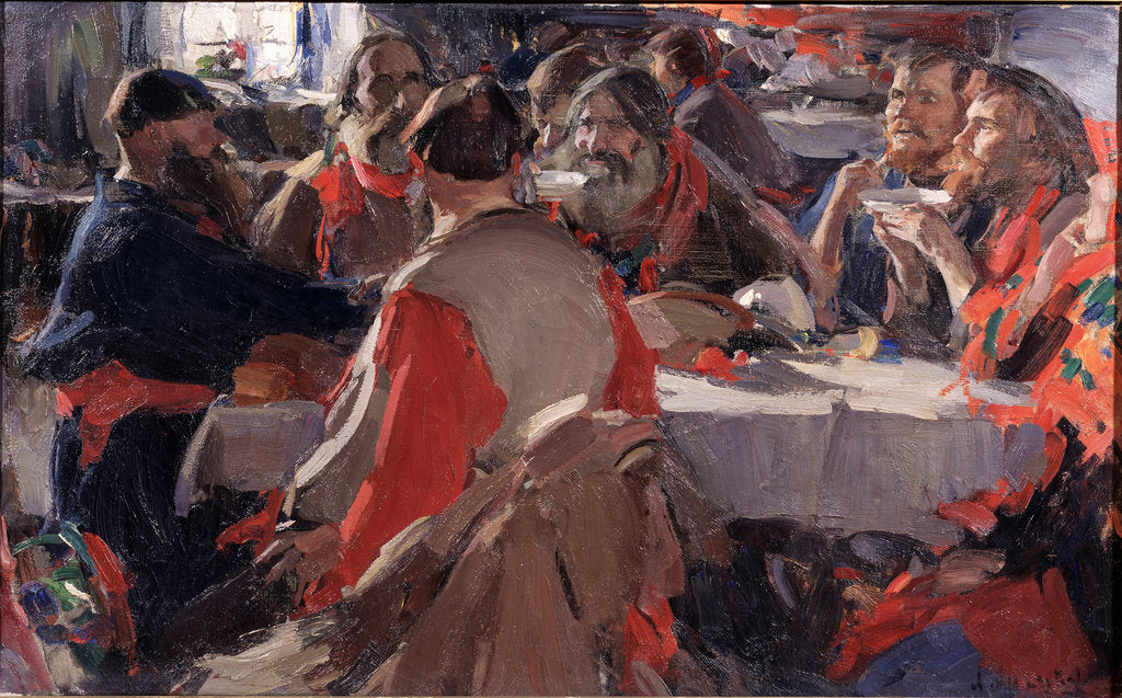 Detail of Tea drinking by Abram Yefimovich Arkhipov