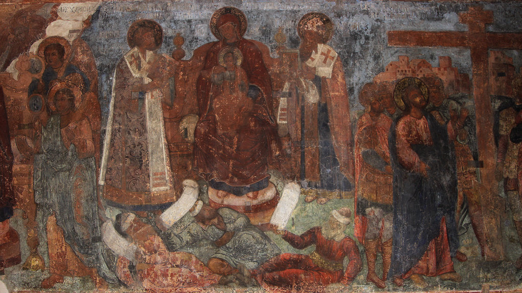 Detail of Fresco in the Cathedral of Our Lady of the Sign, Novgorod, Early 18th cen by Ivan Yakovlevich Bakhmatov