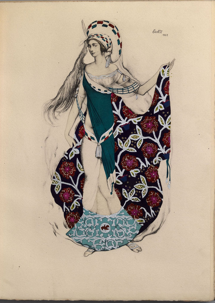 Detail of Costume design for the ballet Artémis troublée by Paul Paray, 1922 by Léon Bakst
