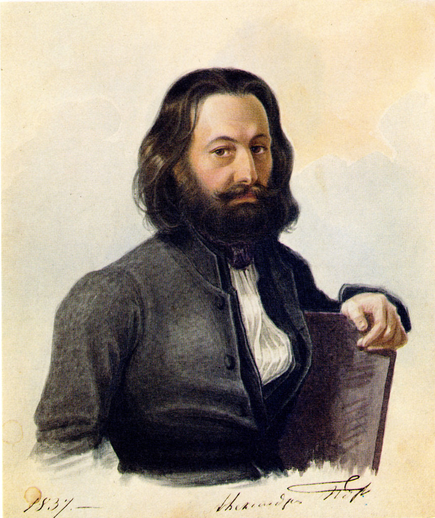 Detail of Portrait of Decembrist Alexander V. Podzhio, 1837 by Nikolai Alexandrovich Bestuzhev