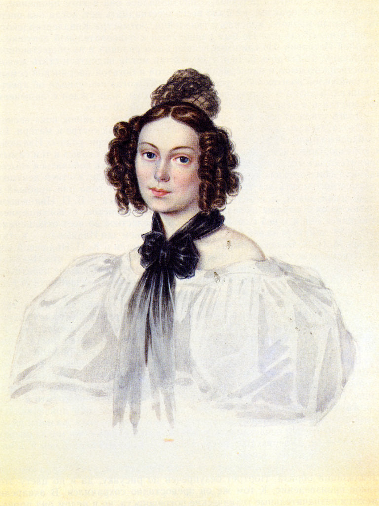 Detail of Portrait of Camilla Ivasheva (Le Dantieau), wife of Decembrist Vasily Ivashev, 1831 by Nikolai Alexandrovich Bestuzhev