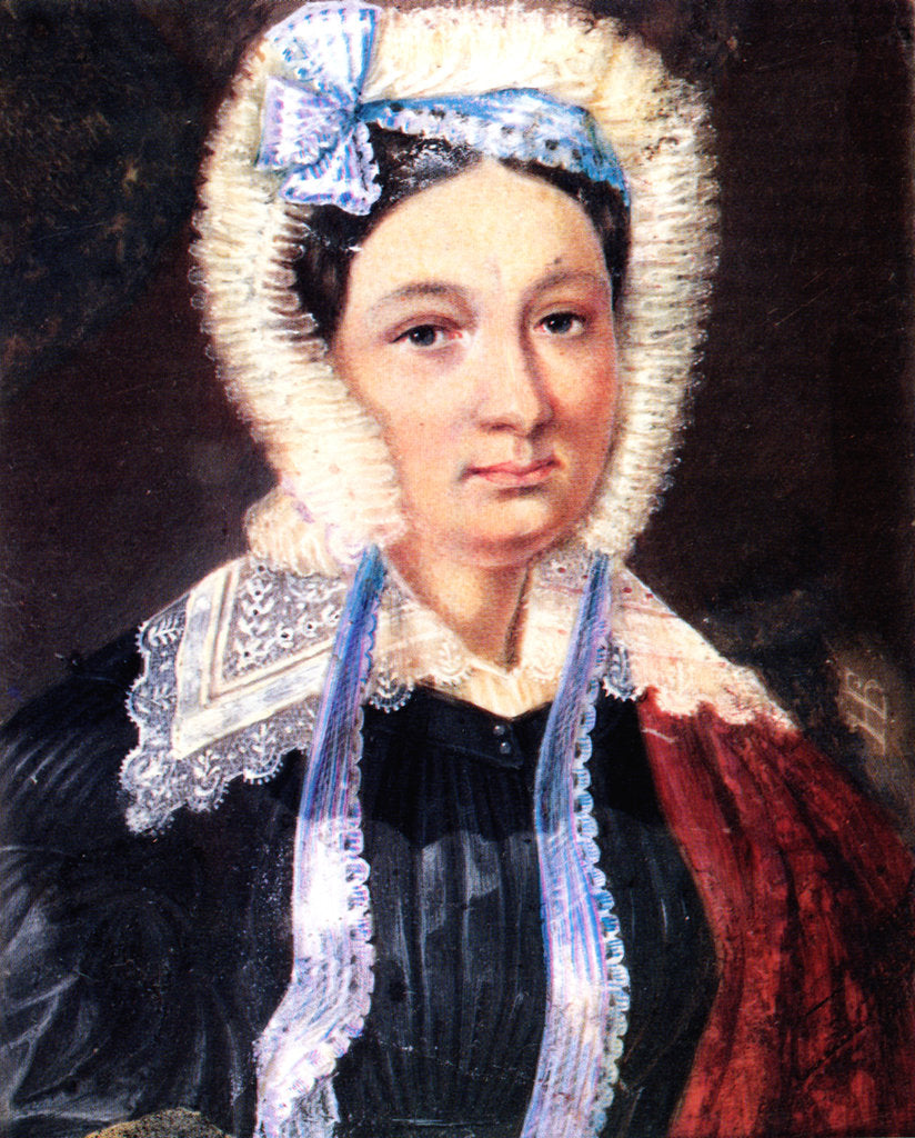 Detail of Portrait of Maria Kazimirovna Yushnevskaya, wife of Decembrist Alexander Yushnevsky, 1830-1839 by Nikolai Alexandrovich Bestuzhev
