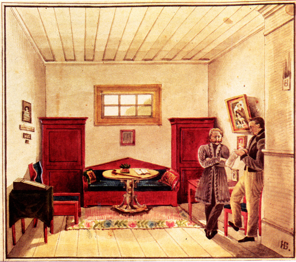 Detail of Prison cell of Decembrist Nikolai Panov in the Peter prison, 1830-1839 by Nikolai Alexandrovich Bestuzhev