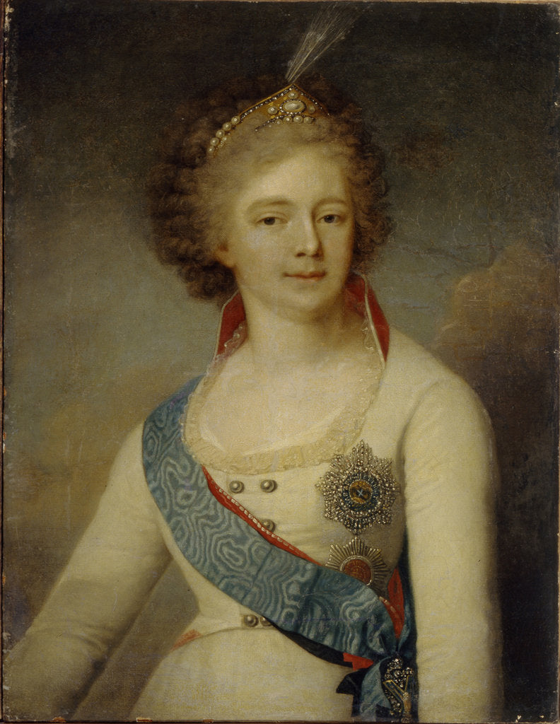 Detail of Portrait of Empress Maria Feodorovna in the Chevalier Guard uniform, 1796 by Vladimir Lukich Borovikovsky