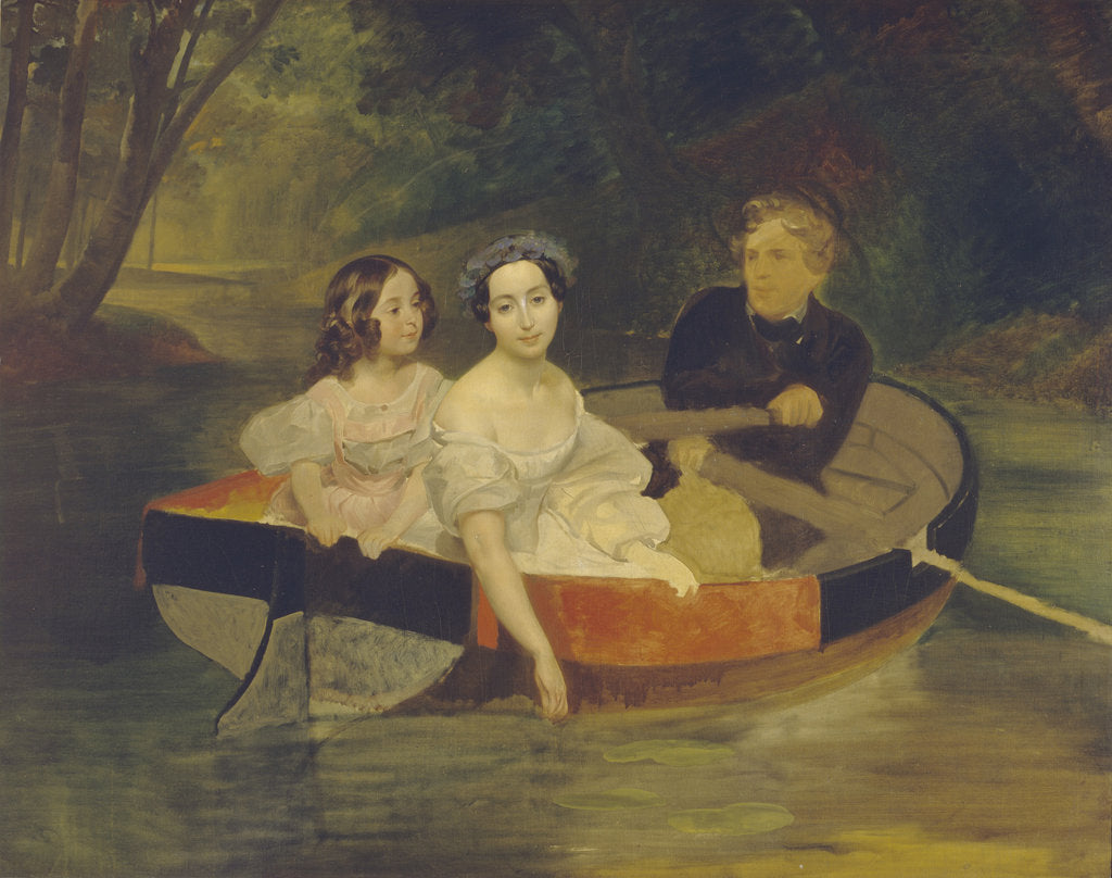 Detail of Self-portrait with Baroness Yekaterina Meller-Zakomelskaya and her daughter in a boat, 1833-1835 by Karl Pavlovich Briullov