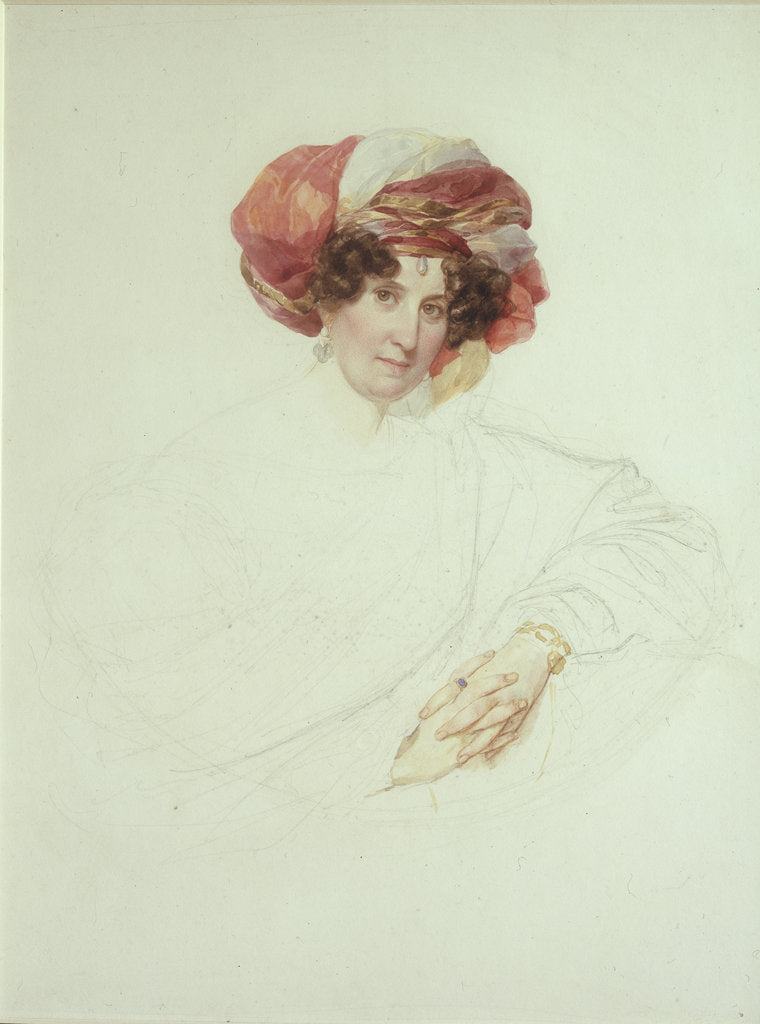 Detail of Woman in Turban. Portrait of Countess Maria Grigoryevna Razumovskaya, née Vyazemskaya, 1827-1830 by Karl Pavlovich Briullov
