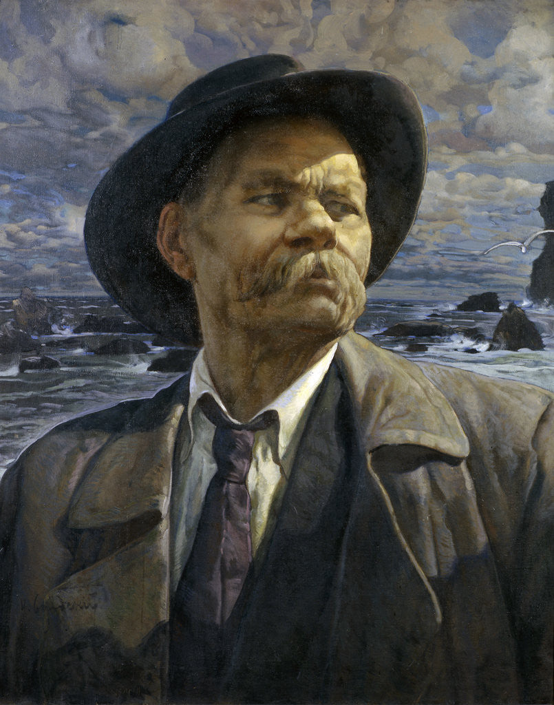 Detail of Portrait of the author Maxim Gorky (1868-1939) by Isaak Izrailevich Brodsky