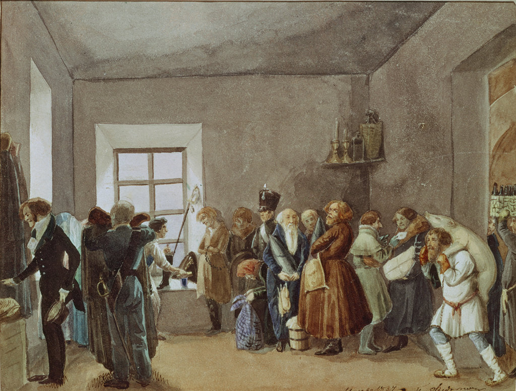 Detail of Police Commissarys Reception Room the Night Before a Holiday, 1837 by Pavel Andreyevich Fedotov