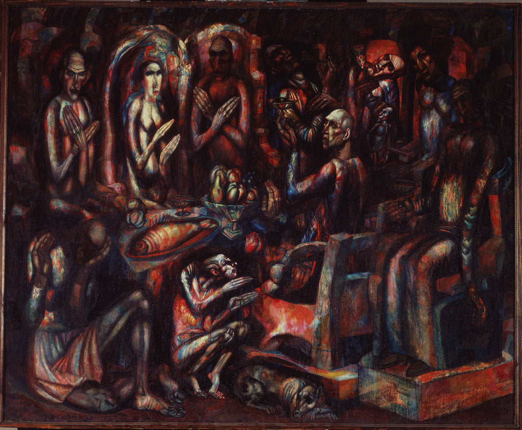 Detail of Feast of the Kings, 1913 by Pavel Nikolayevich Filonov