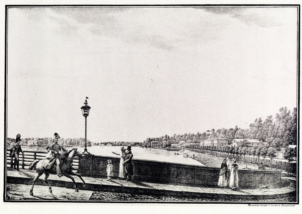 Detail of View of the Malaya Nevka River from the Kamennoostrovsky Bridge, 1821-1822 by Stepan Philippovich Galaktionov