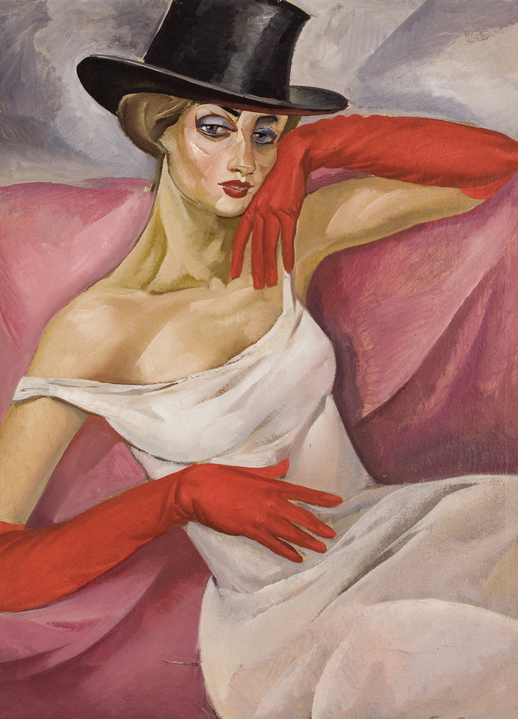 Detail of Lady in Top Hat by Boris Dmitryevich Grigoriev