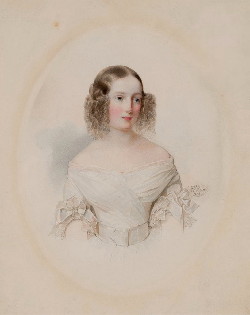 Detail of Portrait of Grand Duchess Olga Nikolaevna of Russia, Queen of Württemberg, 1838 by Vladimir Ivanovich Hau