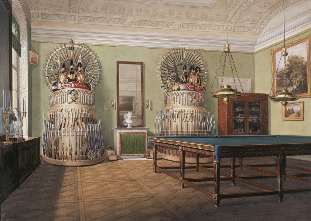 Detail of Interiors of the Winter Palace. The Billiard Room of Emperor Alexander II, Mid of the 19th cen by Eduard Hau