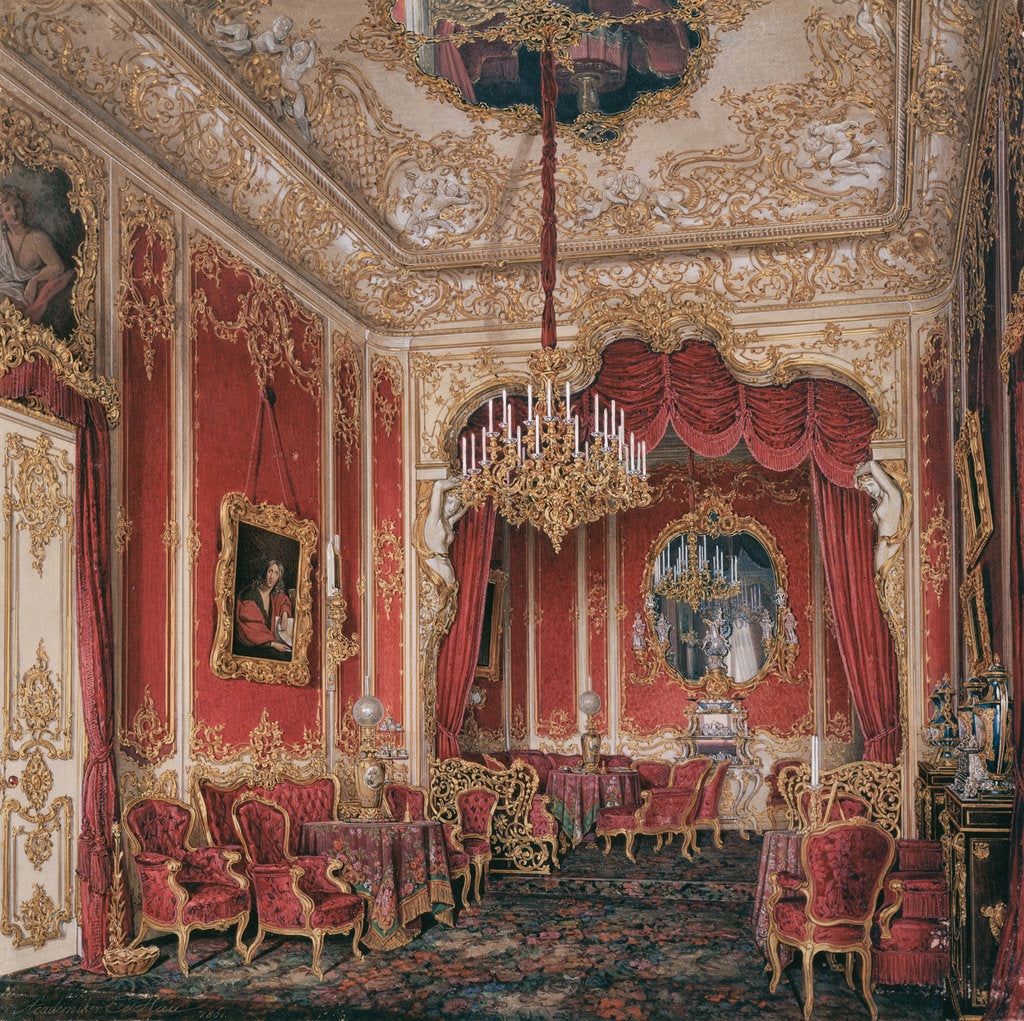 Detail of Interiors of the Winter Palace. The Boudoir of Empress Maria Alexandrovna, 1861 by Eduard Hau