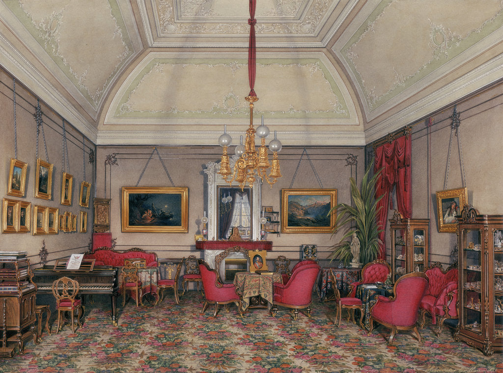 Detail of Interiors of the Winter Palace. The Fifth Reserved Apartment. The Drawing-Room of Grand Princess Maria Alexandrovna, 1874 by Eduard Hau