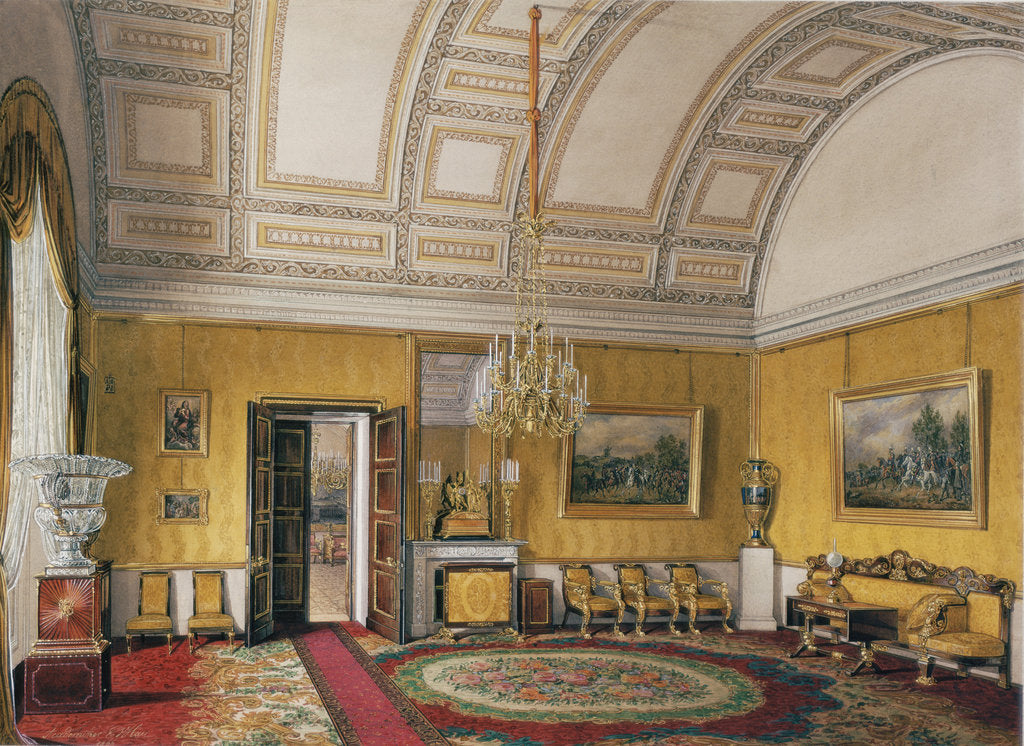 Detail of Interiors of the Winter Palace. The First Reserved Apartment. The Yellow Salon of Grand Princess Maria Nikolayevna, 1866 by Eduard Hau