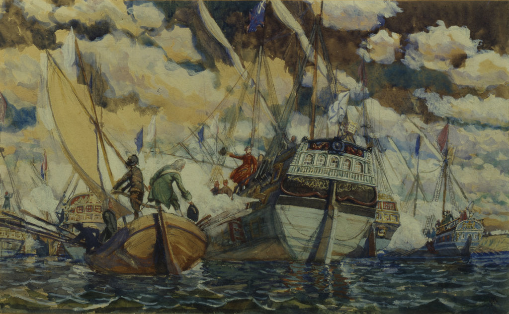 Detail of Peter I and Lefort. (The Fleet of Peter I on Lake Pleshcheyevo), 1927 by Dmitri Nikolayevich Kardovsky