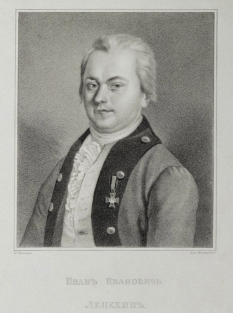 Detail of Portrait of Ivan Lepyokhin, c.1838 by Mikhail Andreyevich Kashentsev