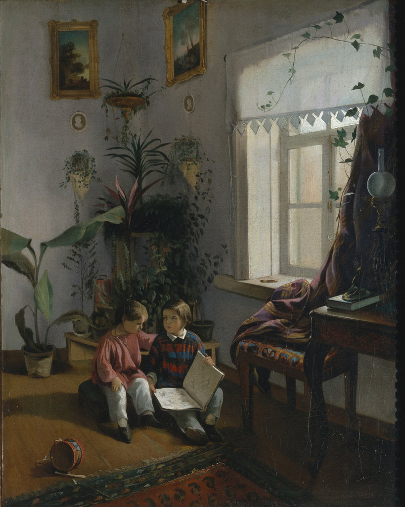 Detail of In the room. Young boys looking at book, 1854 by Ivan Phomich Khrutsky