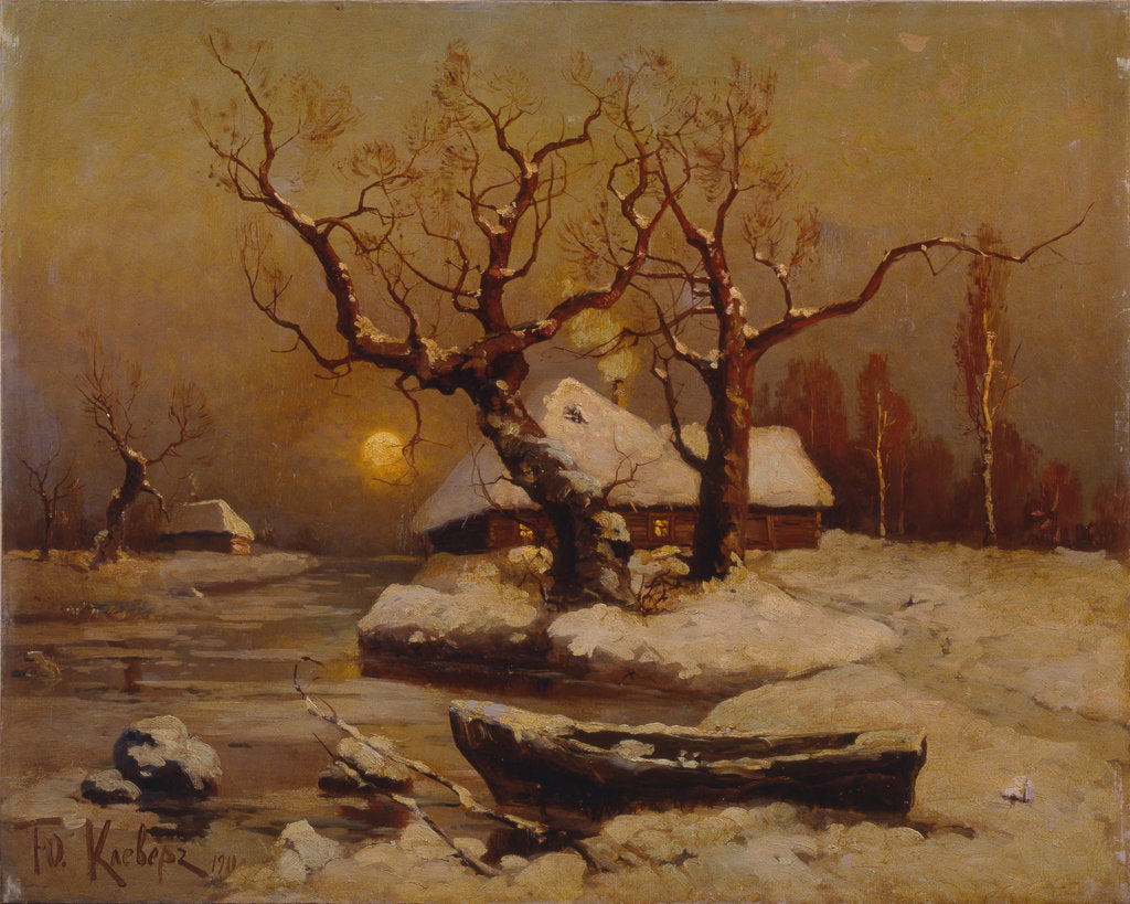 Detail of Winter evening, 1911 by Juli Julievich von Klever