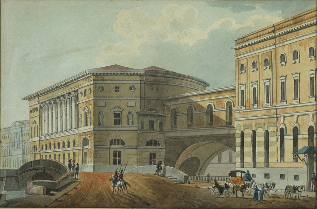 Detail of View of the Palace Embankment in St. Petersburg, First quarter of 19th cen by Karl Ivanovich Kolmann