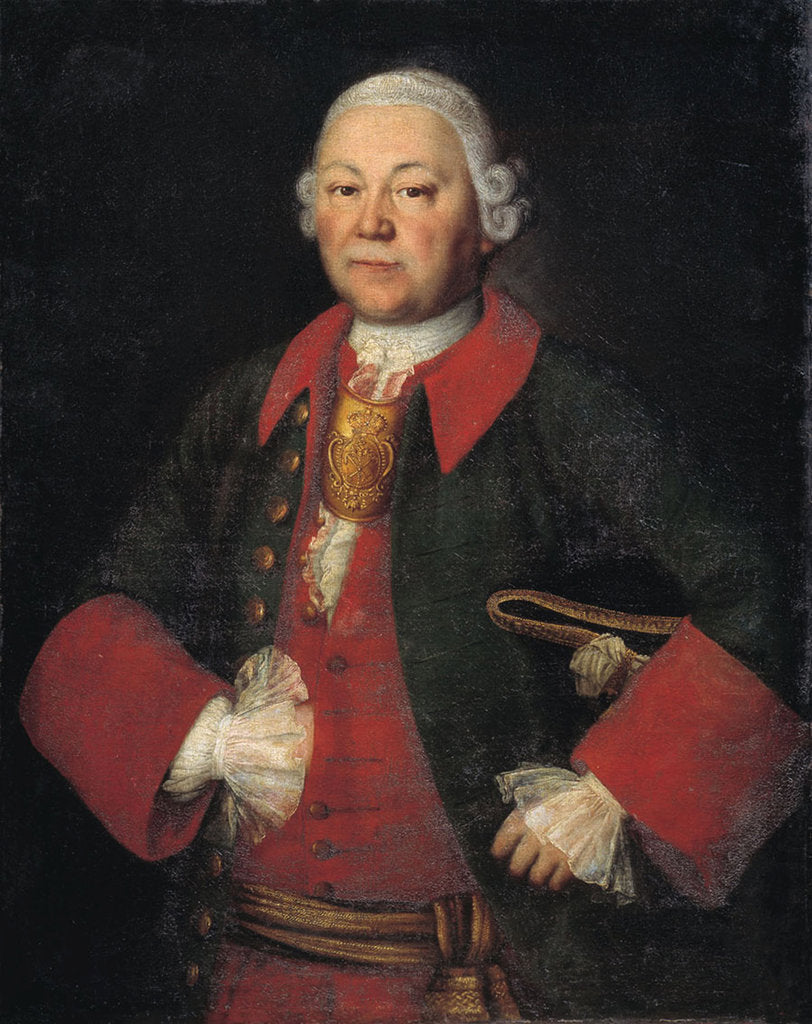 Detail of Portrait of Count Ivan Terentyevich Meshchersky, 1756 by Mina Lukich Kolokolnikov