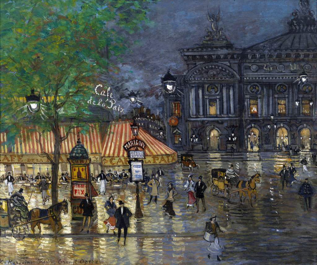 Detail of Place de l'OpÃ©ra, Paris by Alexeyevich Konstantin Korovin
