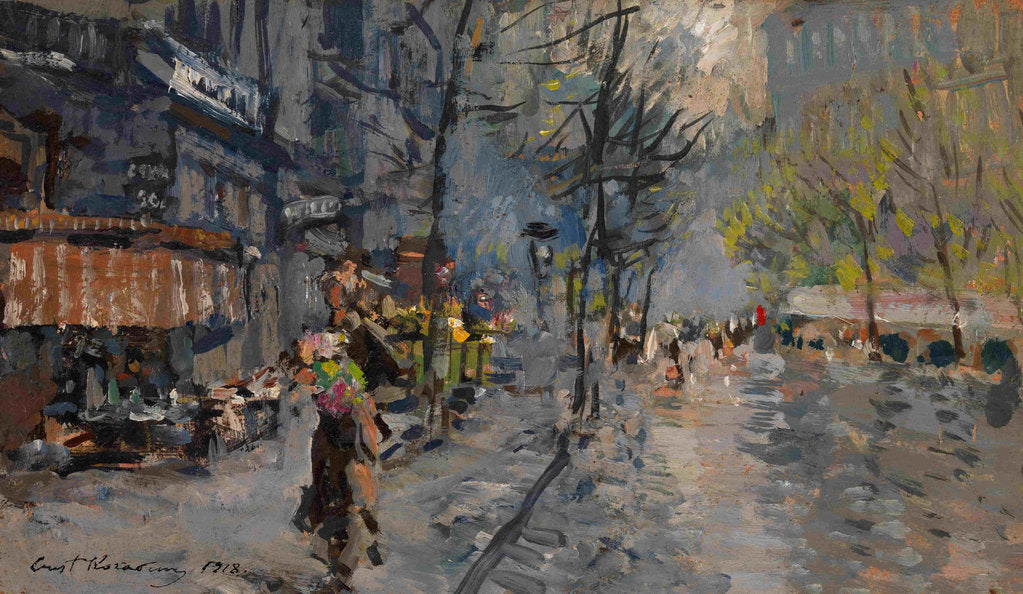 Detail of A Street in Paris, 1918 by Konstantin Alexeyevich Korovin