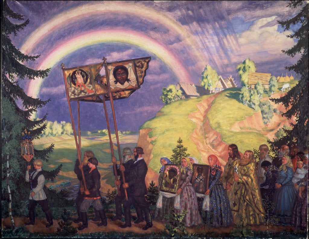 Detail of Easter procession, 1915 by Boris Michaylovich Kustodiev