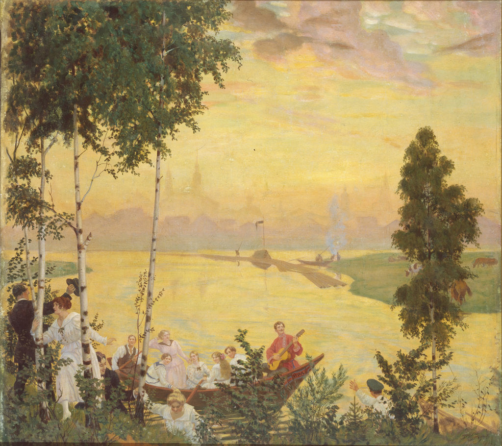 Detail of Country Trip, 1918 by Boris Michaylovich Kustodiev