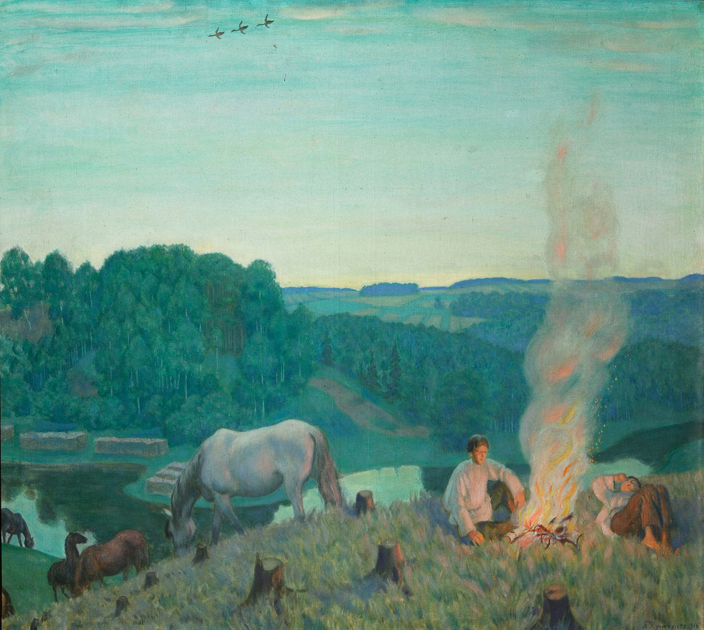 Detail of Campfire, 1916 by Boris Michaylovich Kustodiev