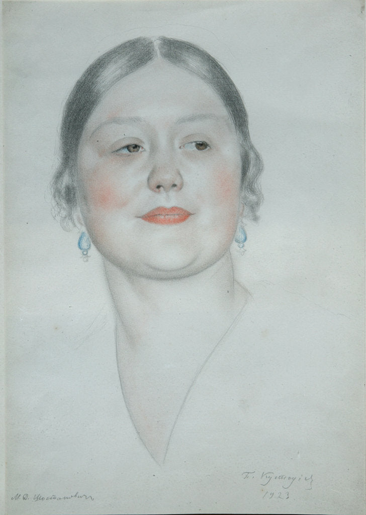 Detail of Portrait of Maria Dmitrievna Shostakovich, 1923 by Boris Michaylovich Kustodiev