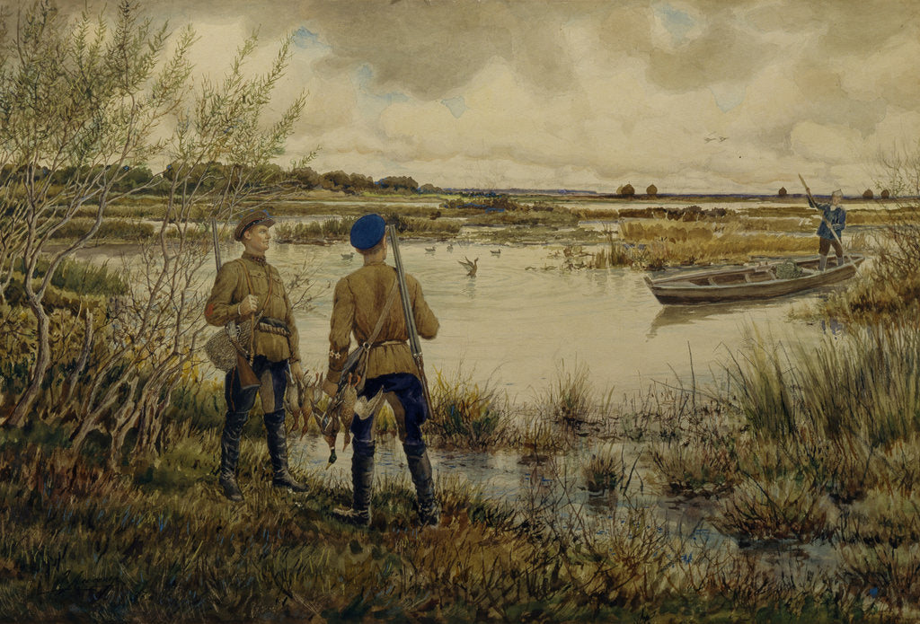 Detail of Returning from the hunting, 1937 by Ernest Ernestovich Lissner