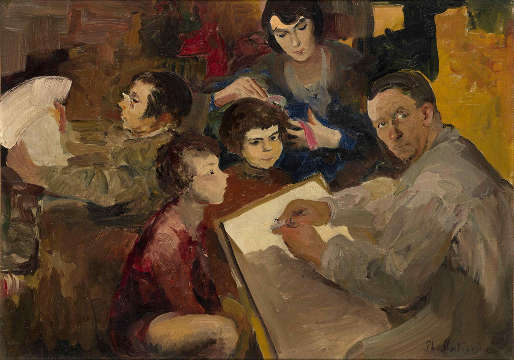 Detail of Self-Portrait with Family by Filipp Andreyevich Malyavin
