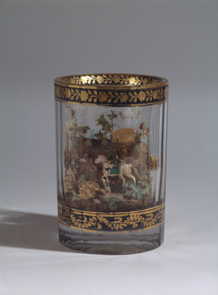 Detail of Glass with the double walls and a landscape composition, 1818 by Master A. Vershinin