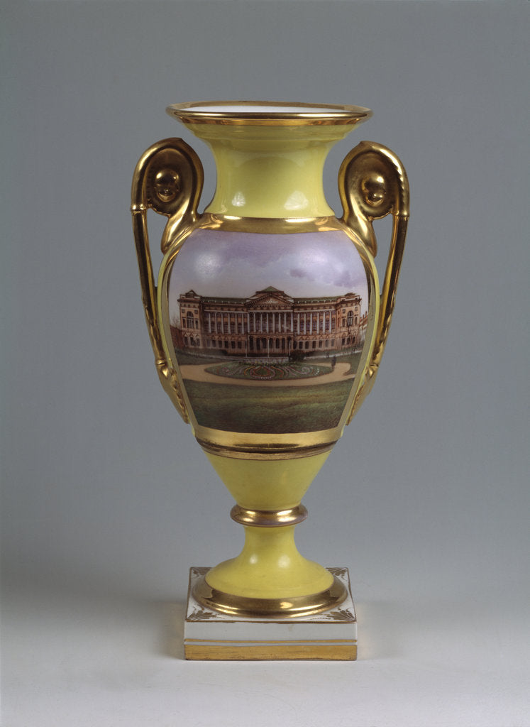 Detail of Decorative vase with the view of the Smolny-Institute for noble girls, 1830-1840s by Master of the A. Popov Factory