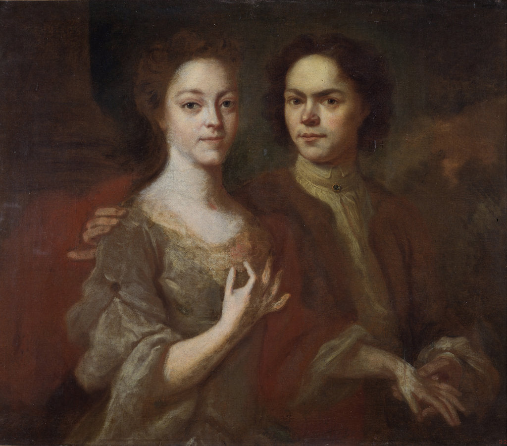 Detail of Self-portrait with the wife, c. 1729 by Andrei Matveyevich Matveyev