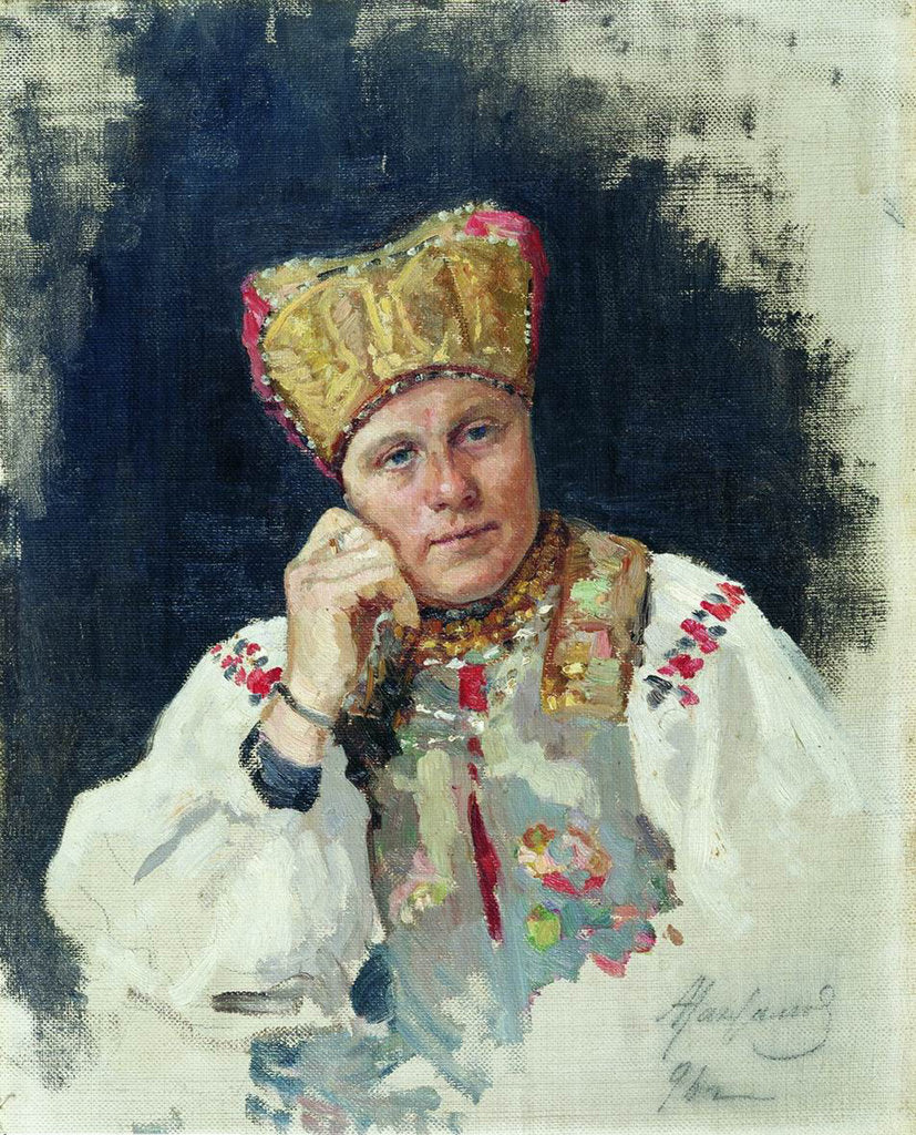 Detail of Russian peasant, 1896 by Vasili Maximovich Maximov