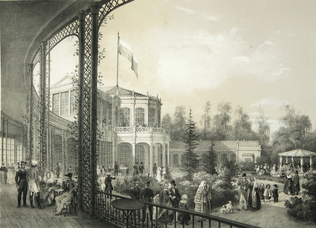 Detail of The Railway station in Pavlovsk, 1840-1850 by Yegor Yegorovich Meier