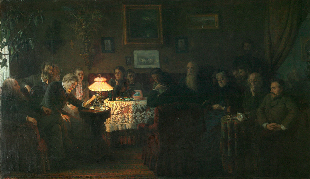 Detail of The reading of the novella The Kreutzer Sonata at the Leo Tolstoy House, 1889 by Grigori Grigoryevich Myasoedov