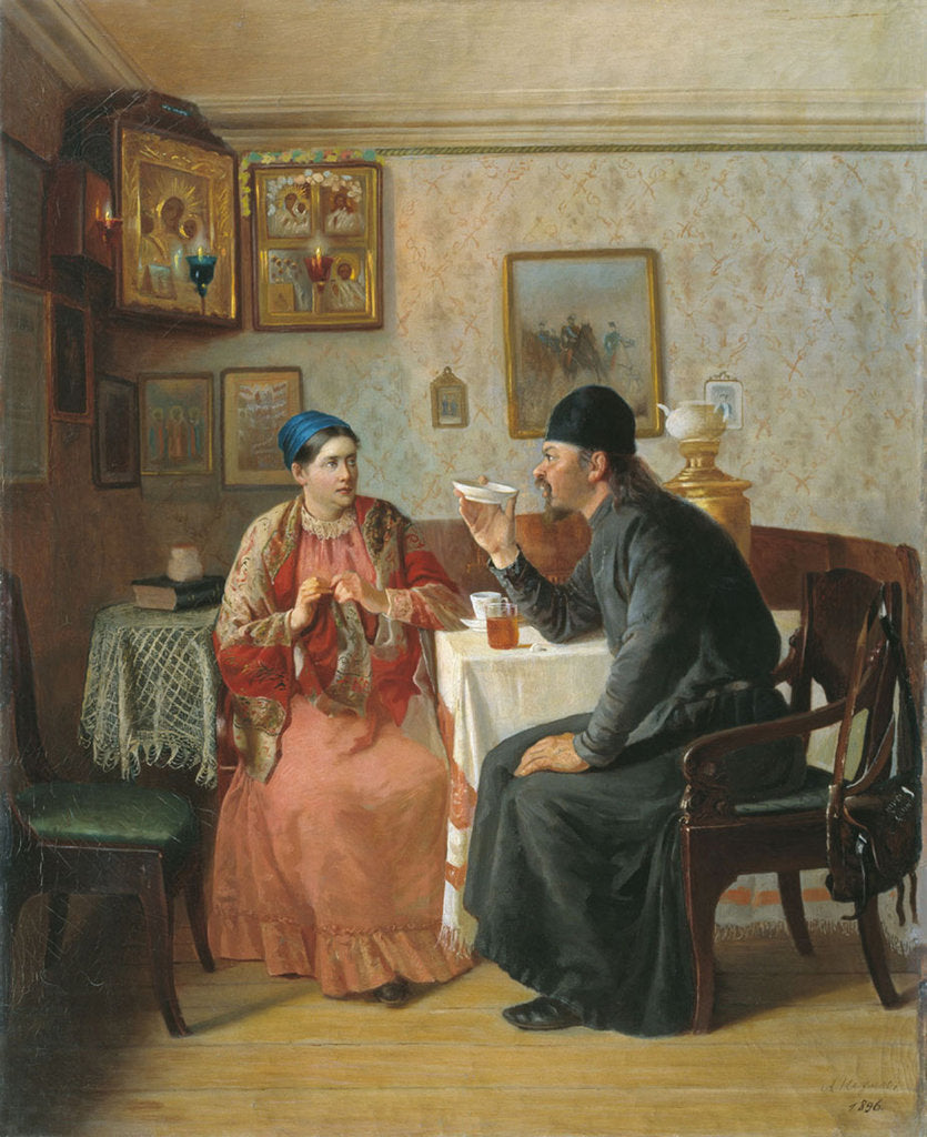 Detail of Tea drinking, 1895 by Alexey Avvakumovich Naumov