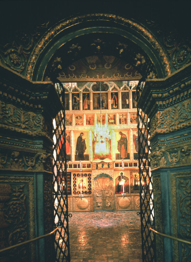 Detail of Interior with the iconostasis in the Annunciation Cathedral in the Moscow Kremlin, 14th-15th cen by Old Russian Architecture