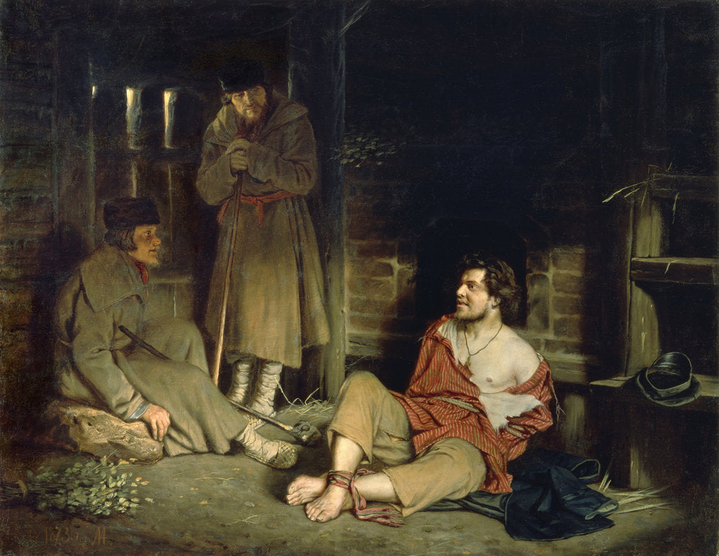 Detail of An Arrant Knave (Arrested person), 1873 by Vasili Grigoryevich Perov