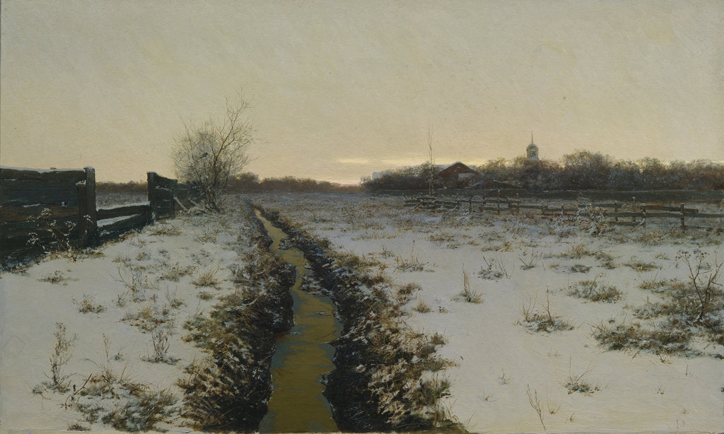 Detail of Winter evening, 1888 by Konstantin Konstantinovich Pervukhin