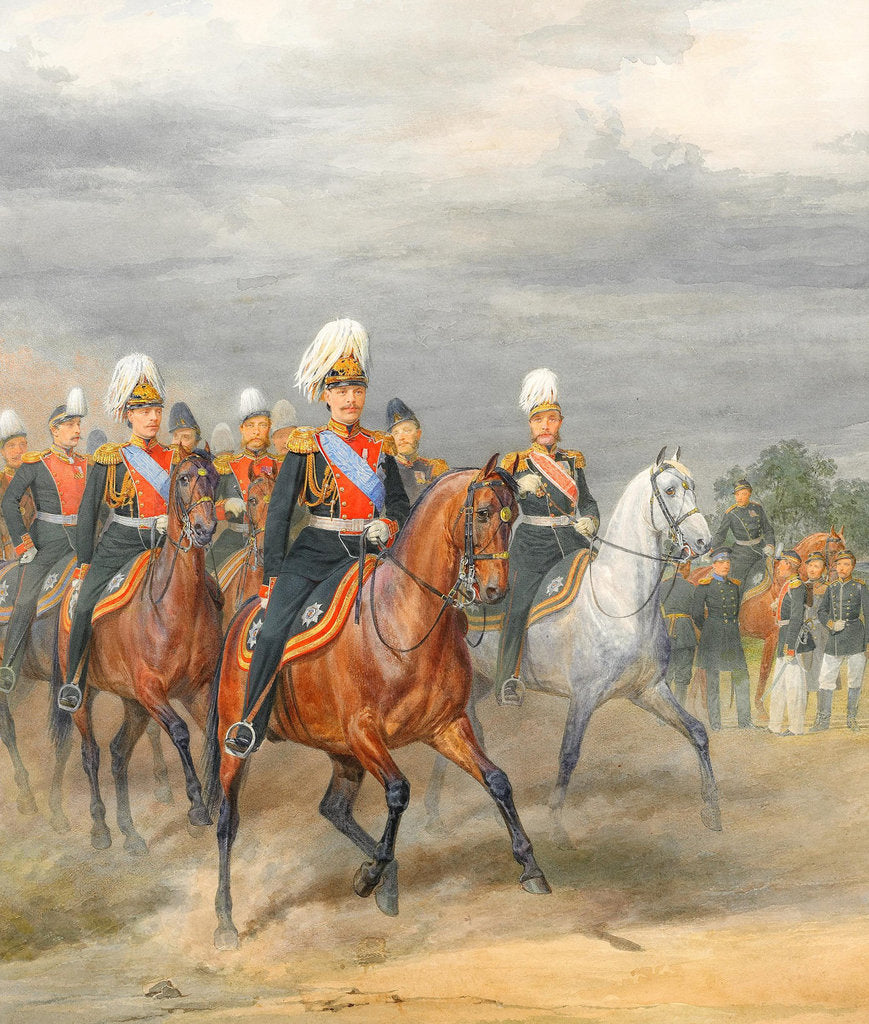 Detail of Officers of the Cavalry Mounted Regiment by Karl Karlovich Piratsky