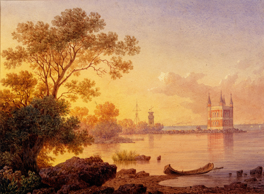 Detail of View on the Rose pavillion (Ozerki) in Peterhof by Ludwig Premazzi