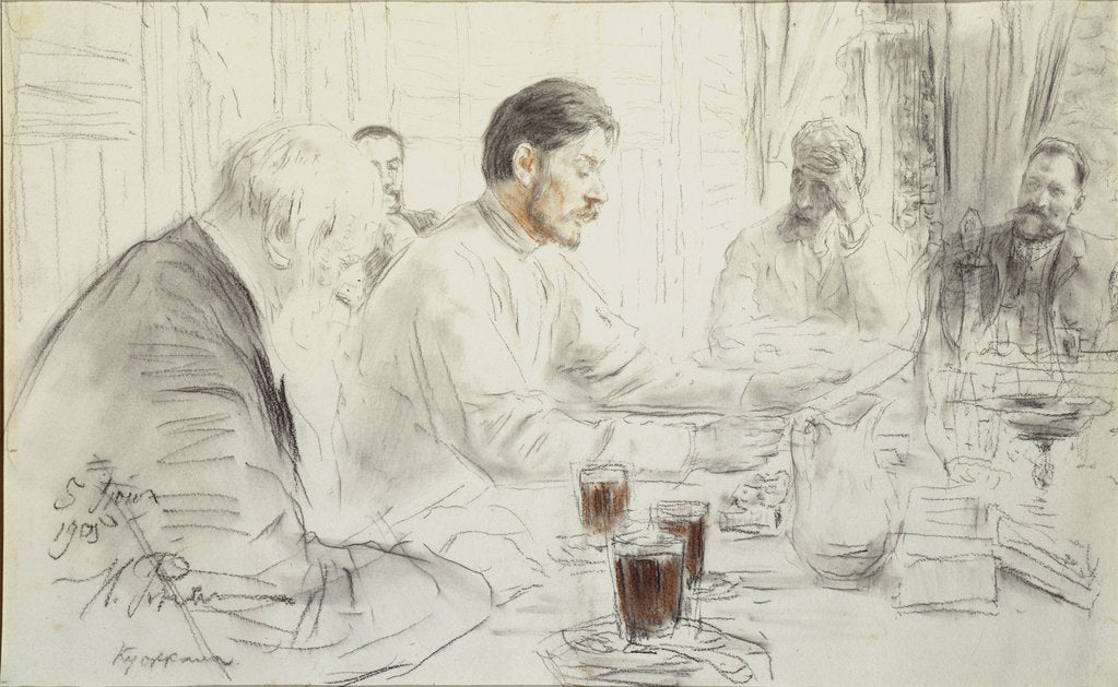 Detail of The author Maxim Gorky reads his poem Children of the sun, 1905 by Ilya Yefimovich Repin