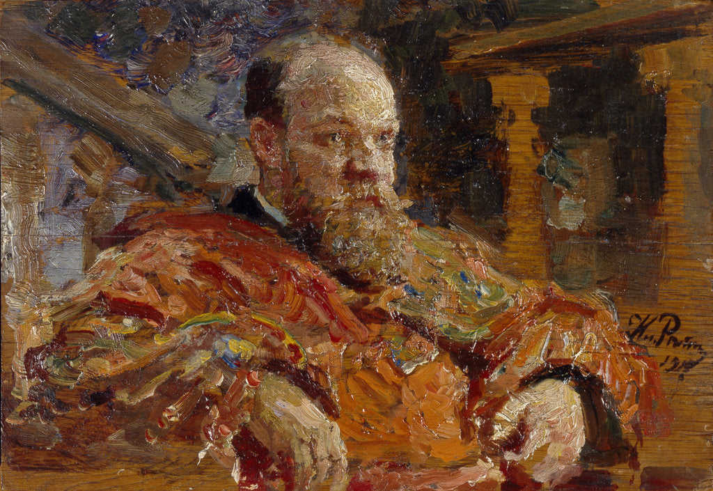 Detail of Portrait of Pavel Viktorovich Delarov, 1910 by Ilya Yefimovich Repin
