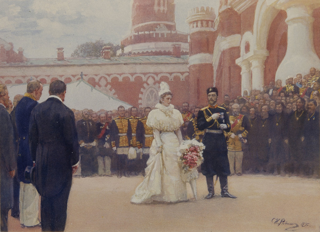 Detail of Nicholas II receiving rural district elders on May 18, 1896 in the yard of Petrovsky Palace in Moscow, 1897 by Ilya Yefimovich Repin