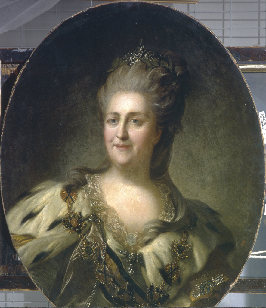 Detail of Portrait of Empress Catherine II, 1779 by Fyodor Stepanovich Rokotov